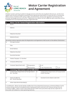 Motor Carrier Registration and Agreement