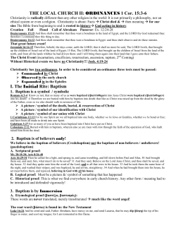 THE LOCAL CHURCH II: ORDINANCES 1 Cor. 15:3