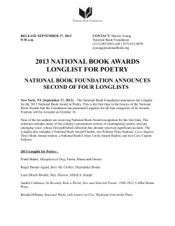 2013 National Book Awards Longlist For Poetry