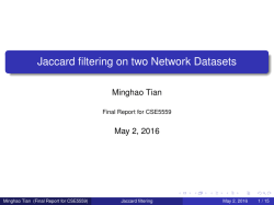 Jaccard filtering on two Network Datasets