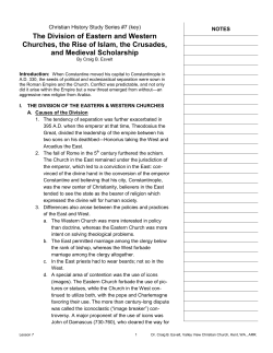 The Division of Eastern and Western Churches, the Rise of Islam