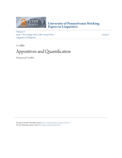 Appositives and Quantification - ScholarlyCommons