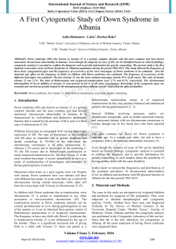 A First Cytogenetic Study of Down Syndrome in Albania