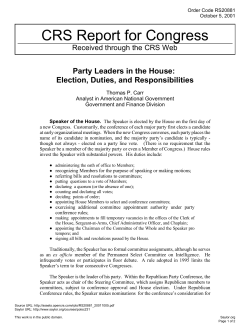 Party Leaders in the House: Election, Duties, and Responsibilities