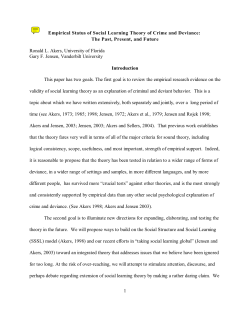 1 Empirical Status of Social Learning Theory of Crime and Deviance