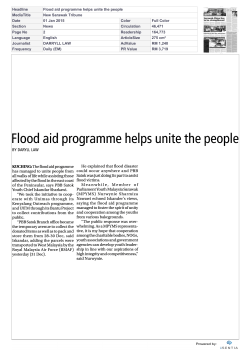 Flood aid programme helps unite the people