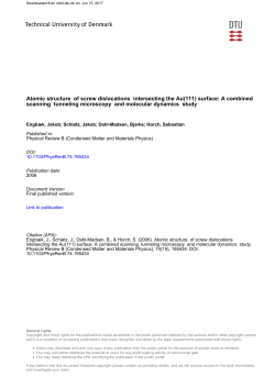 Atomic structure of screw dislocations intersecting the Au