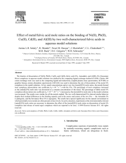 Effect of metal/fulvic acid mole ratios on the binding of Ni(II), Pb(II