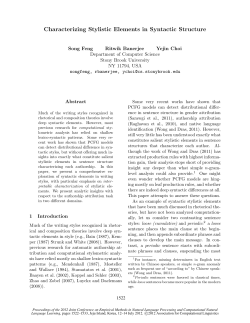Characterizing Stylistic Elements in Syntactic Structure