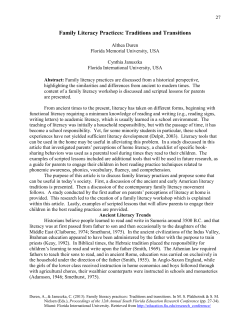 Family Literacy Practices: Traditions and Transitions