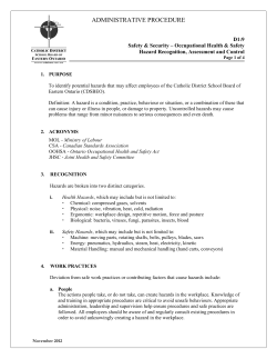 D1:9 Hazard Recognition, Assessment and Control