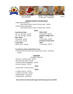 Cold Salads 1/2 gallon serves 6-8 &bull; Broccoli