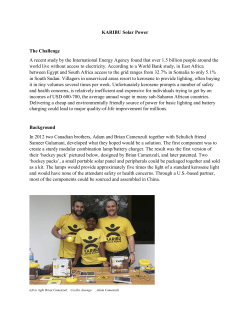 KARIBU Solar Power The Challenge A recent study by the