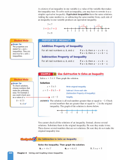 2 Use Subtraction to Solve an Inequality