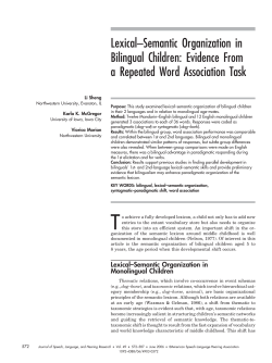Lexical&ndash;Semantic Organization in Bilingual Children