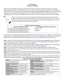 Pre-AP English II 2016 Summer Reading