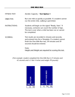 Aerobic Capacity – Test Option 1 Run one mile as quickly as
