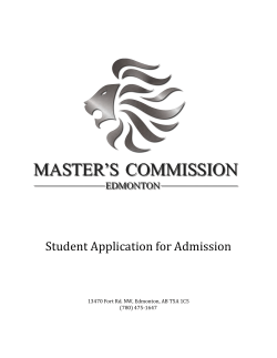 apply today - Master`s Commission Edmonton