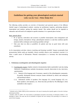 Guidelines for getting your phonological analysis started