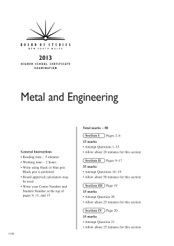 2013 HSC VET Metal and Engineering