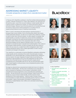 Addressing Market Liquidity: A Broader Perspective on Today`s Euro