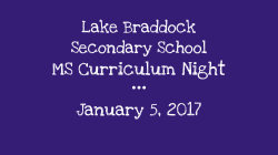 Curriculum Night Presentation - Lake Braddock Secondary School