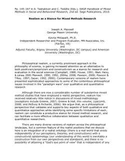 Realism as a Stance for Mixed Methods Research