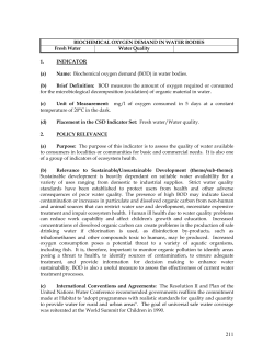 BIOCHEMICAL OXYGEN DEMAND IN WATER BODIES Fresh Water