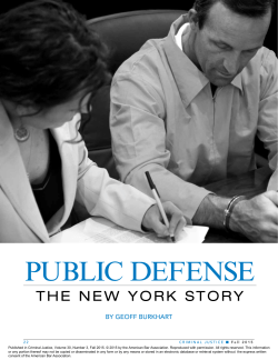 Public Defense: The New York Story