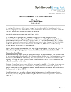 Spiritwood Energy Park Association: 10/30/2014 Agenda Minutes