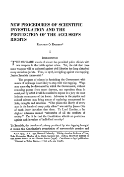 New Procedures of Scientific Investigation and the Protection of the