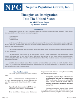 Thoughts on Immigration into the United States