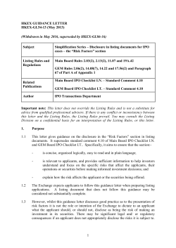 1 HKEX GUIDANCE LETTER HKEX-GL54