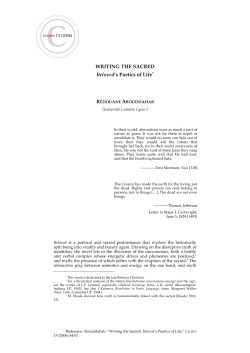 WRITING THE SACRED Beloved`s Poetics of Life
