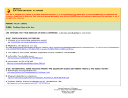 GRADE 10 ELA CCGPS UNIT PLAN