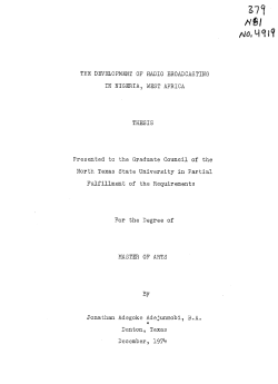 THE DEVELOPMENT OF RADIO BROADCASTING IN NIGERIA