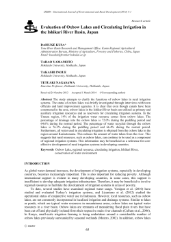 Evaluation of Oxbow Lakes and Circulating Irrigation in the Ishikari