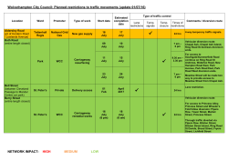 Planned Restrictions to Traffic Movement 1 July 2016 update