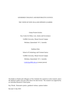 GENDERED VIOLENCE AND RESTORATIVE JUSTICE: THE