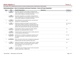 Algebra 1 Scope and Sequence