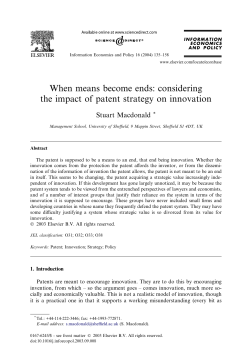 When means become ends: considering the impact of patent