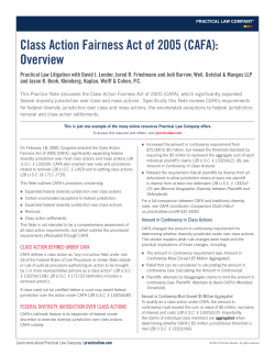 Class Action Fairness Act of 2005 (CAFA): Overview
