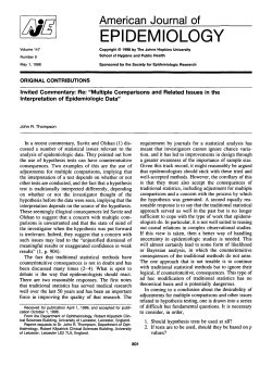 Invited Commentary: Re:`Multiple Comparisons and Related Issues