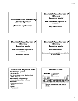 Chemical Classification of Minerals Learning goals