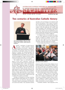 ACHS Nletter.indd - Australian Catholic Historical Society