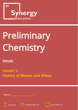 Lesson 1: History of Metals and Alloys