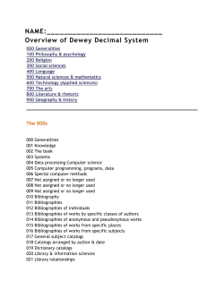 Overview of Dewey Decimal System - St. Joan of Arc Catholic Church
