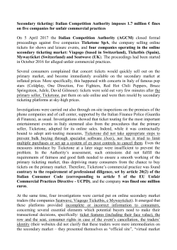 Secondary ticketing: Italian Competition Authority imposes 1.7