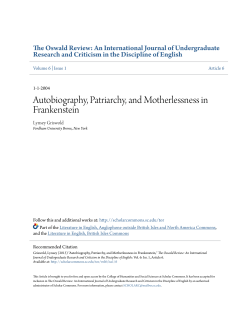 Autobiography, Patriarchy, and Motherlessness in Frankenstein
