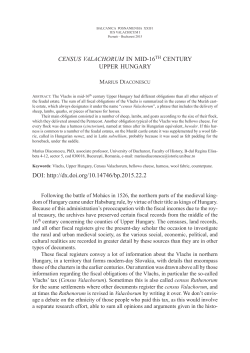 CENSUS VALACHORUM IN MID-16 TH CENTURY UPPER